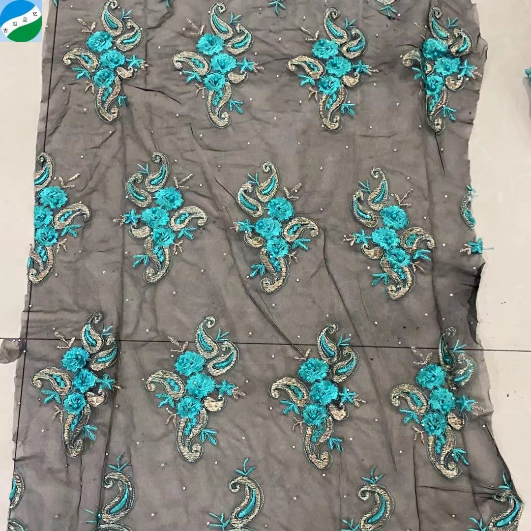 good selling big quantity 100% polyester fabric mesh embroidered stock fabric from shaoxing telas de china