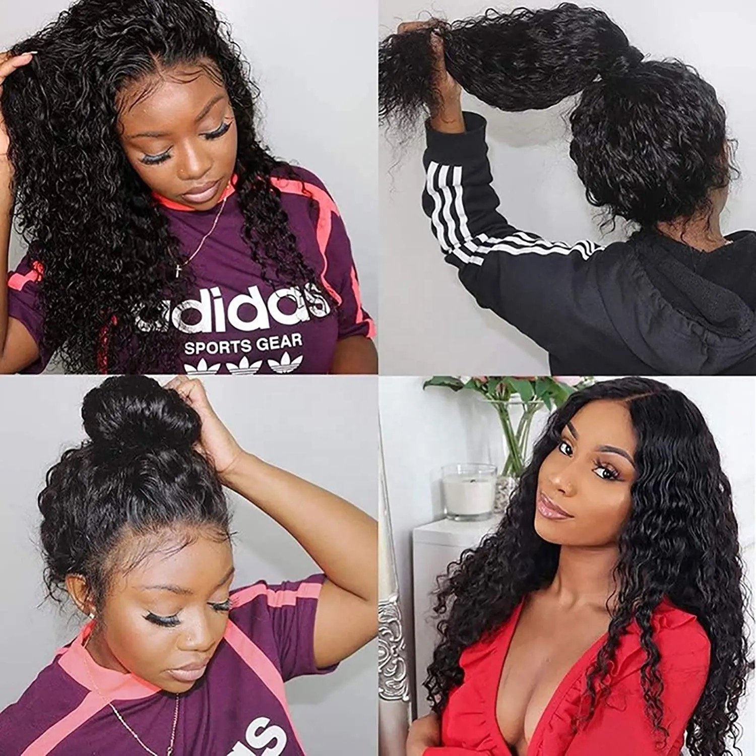 Wholesale Price Swiss Transparent HD Lace Frontal Wigs Loose Deep Curly Ladies Wigs Lace Front Semi Human Hair Wig