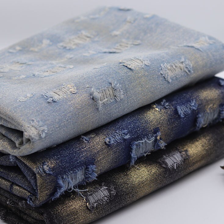 Wholesales New Trade Twill Woven Cotton Denim Fabric Wash Hot Gold Fabric Clothing Bag Hat Fabric