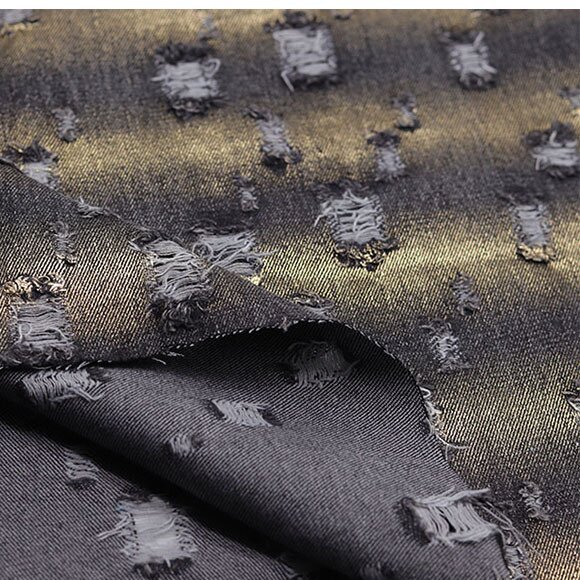 Wholesales New Trade Twill Woven Cotton Denim Fabric Wash Hot Gold Fabric Clothing Bag Hat Fabric