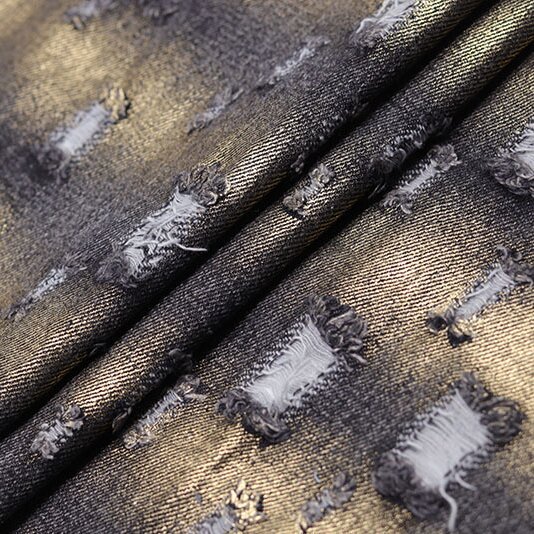 Wholesales New Trade Twill Woven Cotton Denim Fabric Wash Hot Gold Fabric Clothing Bag Hat Fabric