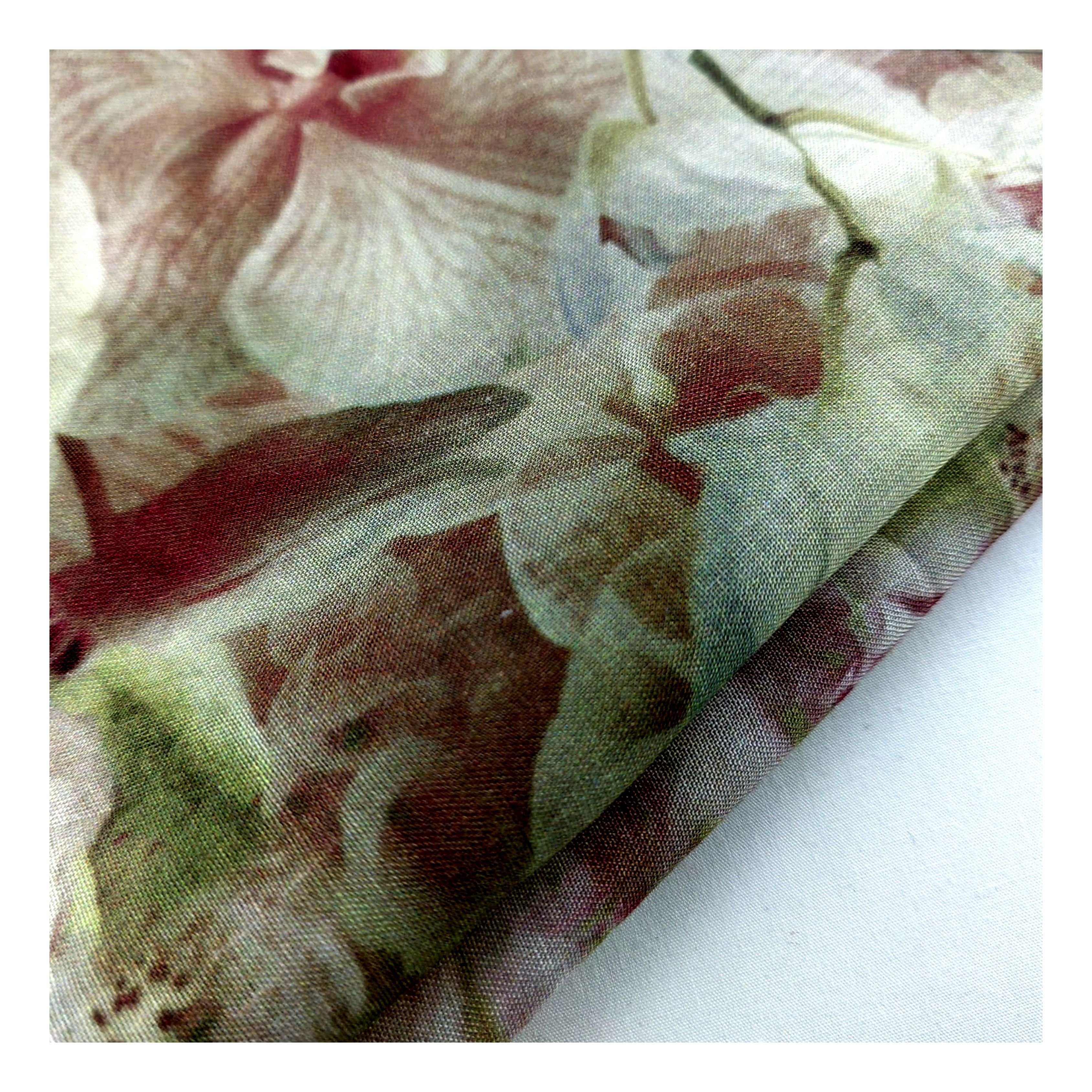 New Trend Digital Print Textile Custom Floral Design Beautiful Fashion Women's Dresses Pure Linen Fabric