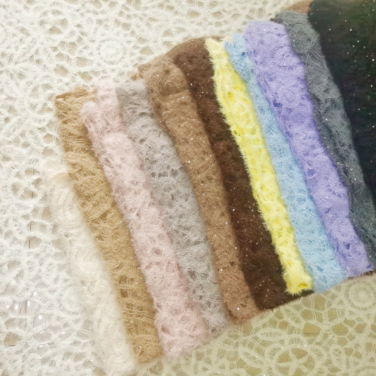 New Autumn/Winter 2024 Color mink hair sequin Water soluble embroidery lace fabric sweater fabric