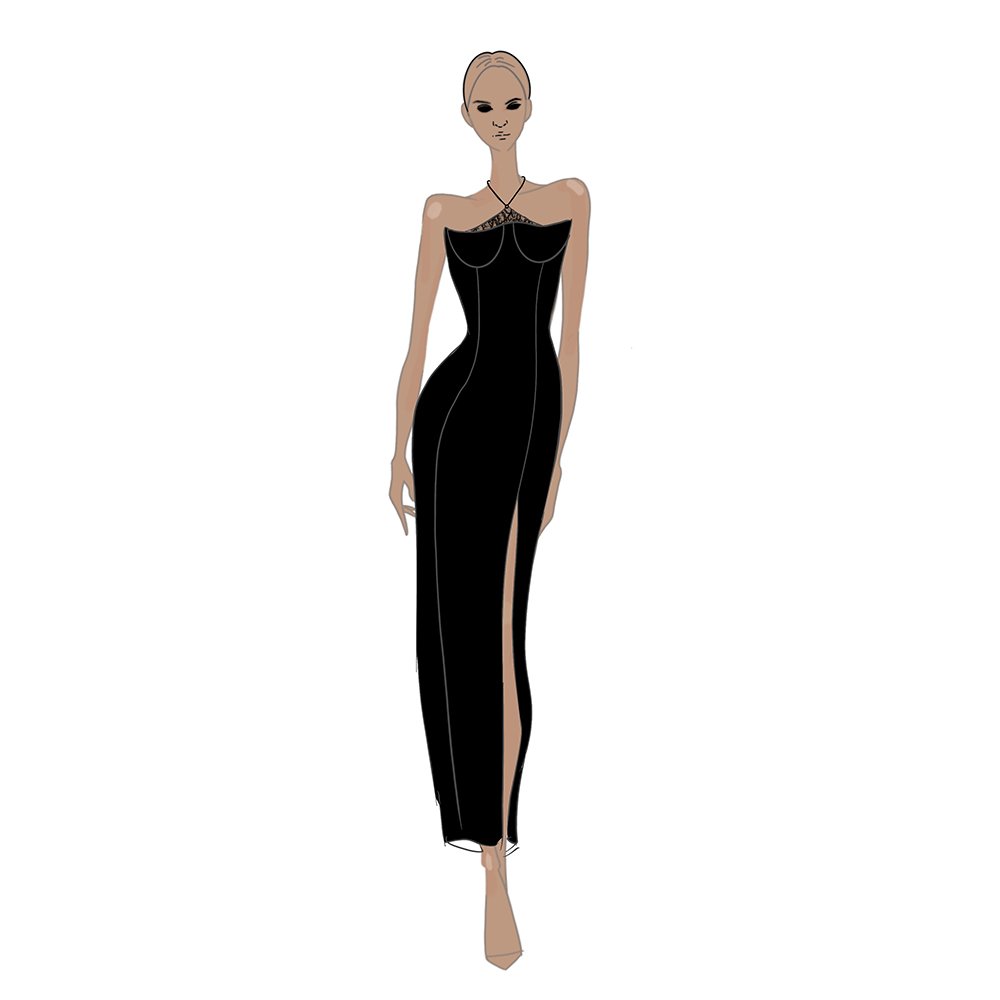 2023 New Black Sexy Micro-permeable Long Sleeve Lace Elegant Party Dress