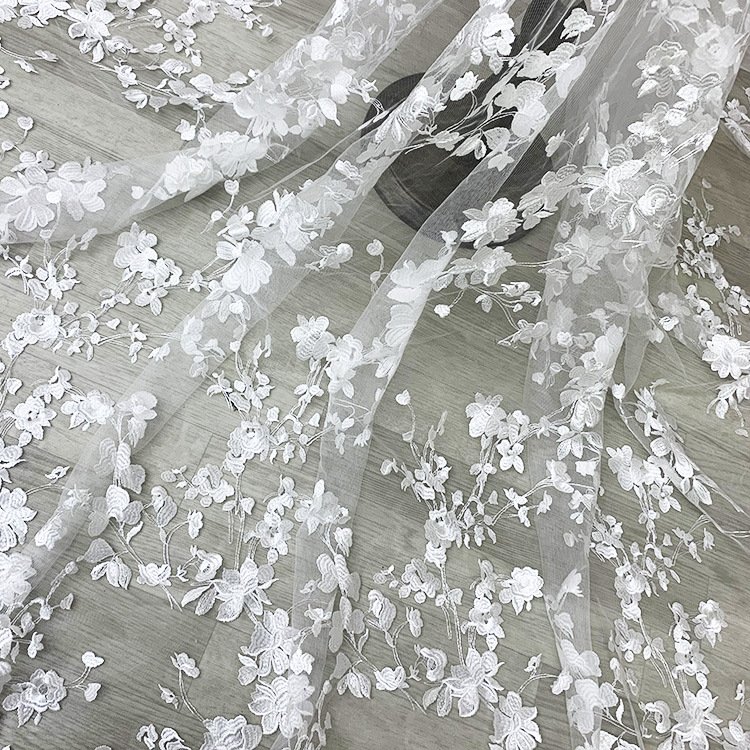 Exquisite plant pattern lace embroidery fabric fashion skirt lace cheongsam fabric handmade diy home fabric