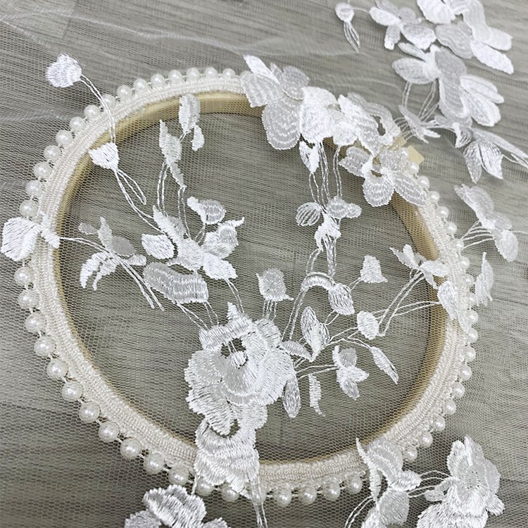 Exquisite plant pattern lace embroidery fabric fashion skirt lace cheongsam fabric handmade diy home fabric