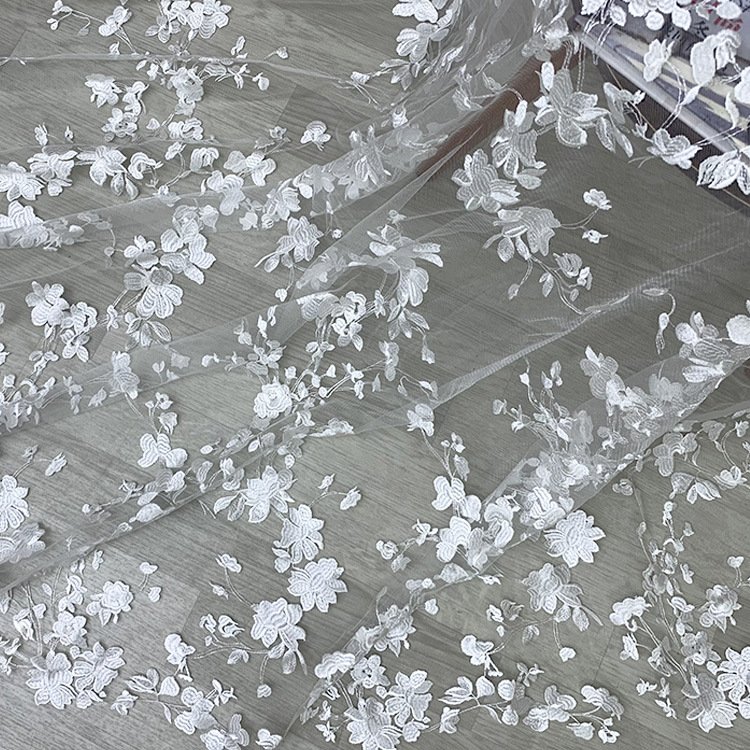 Exquisite plant pattern lace embroidery fabric fashion skirt lace cheongsam fabric handmade diy home fabric