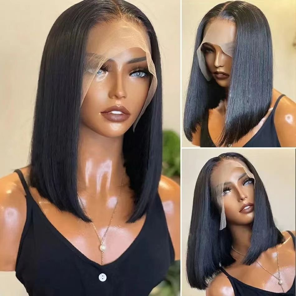Cheap Short Wigs Raw Peruvian Bob Wigs 4*4 13*4 8-14 Inch Glueless Brazilian Straight Human Hair wigs for black women Lace Front