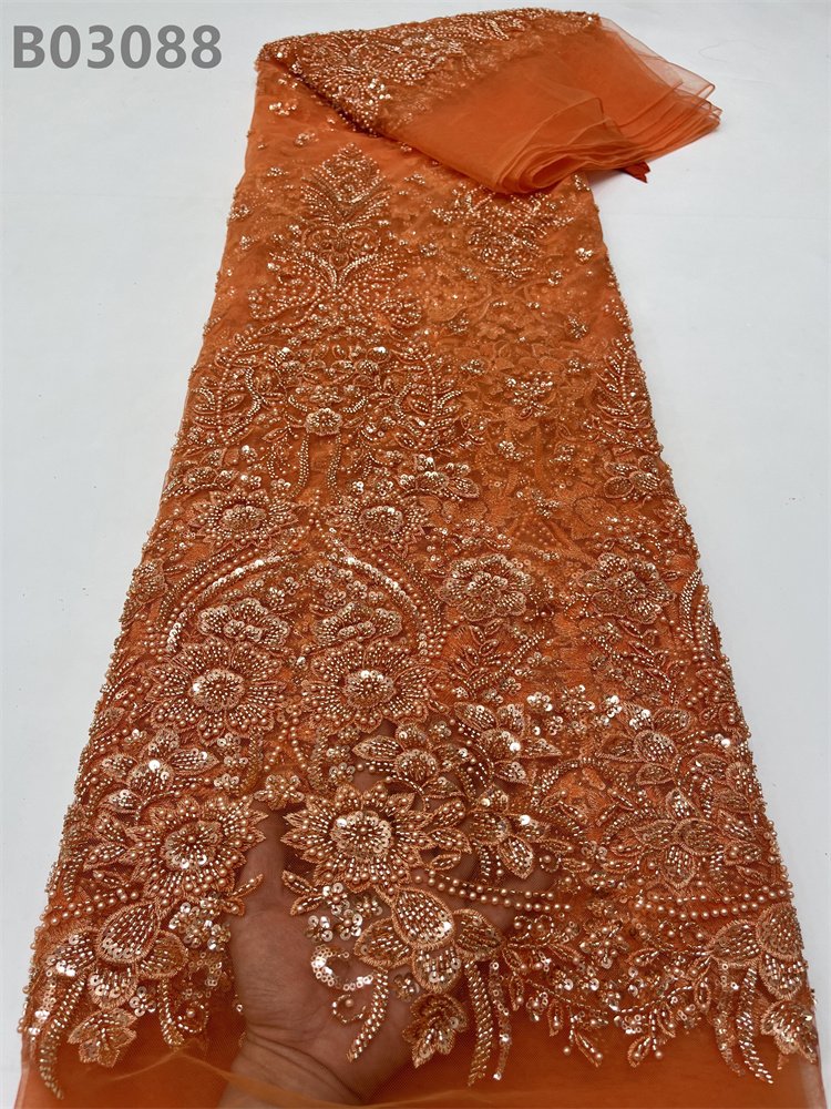 Stretch Net Fabric Embroidery Sequin Textile Fabric White Beaded Lace