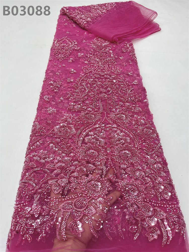 Stretch Net Fabric Embroidery Sequin Textile Fabric White Beaded Lace