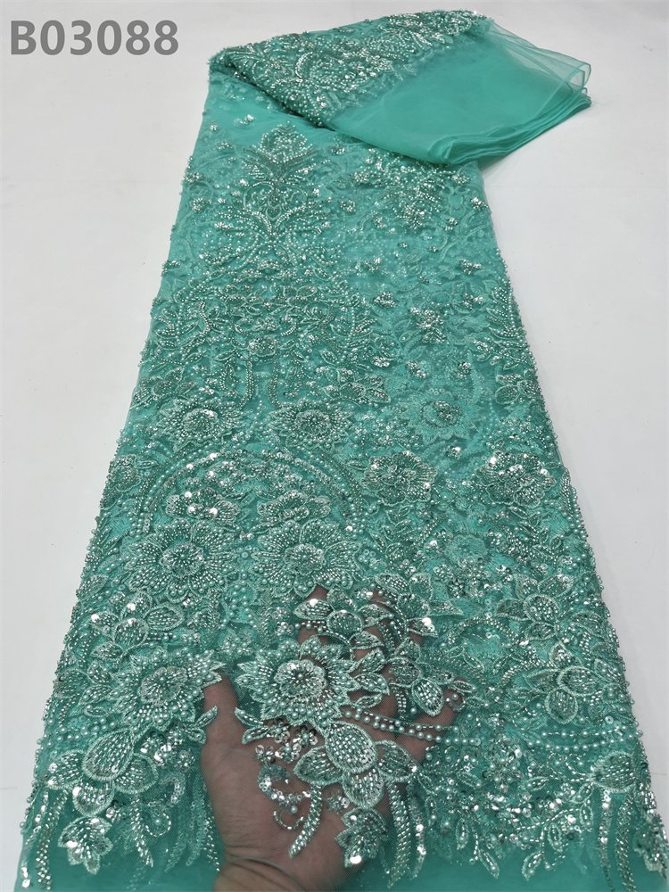 Stretch Net Fabric Embroidery Sequin Textile Fabric White Beaded Lace