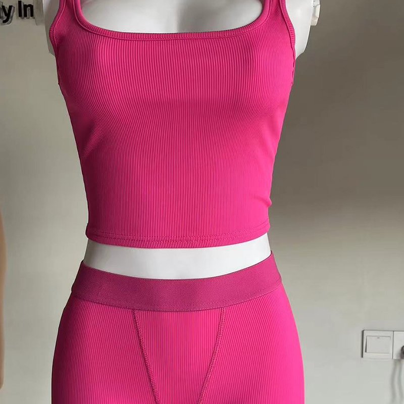 New Arrivals Sports Wear Breathable ribbed Skinny Crop Tops Leggings for Women Lounge Wear 2 Piece Set Women's Sets