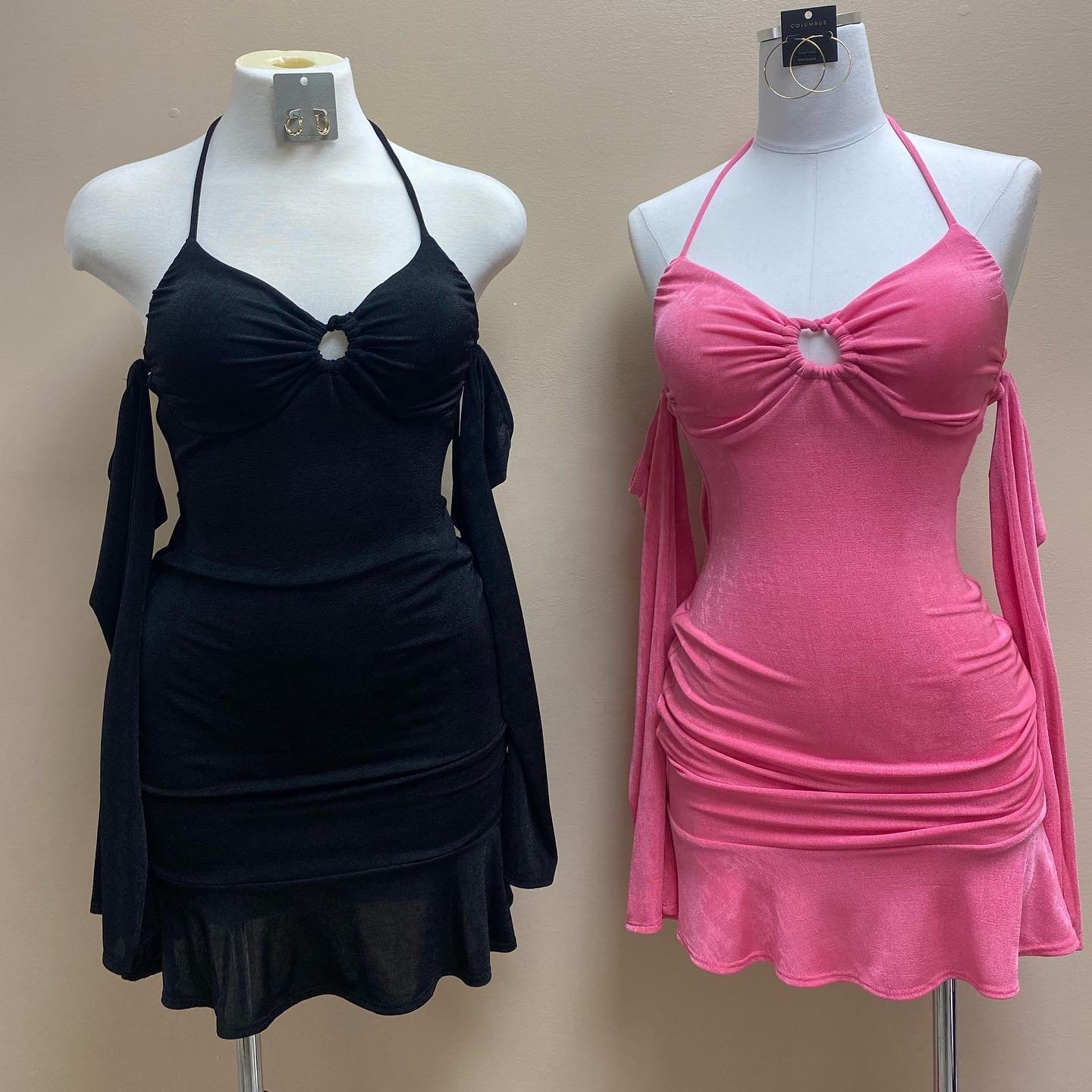 Huili Manufacturer Dress Set Women 2 Pieces Pink Sexy Party Dress Sleeveless Knitted Dress Ladies Outfits