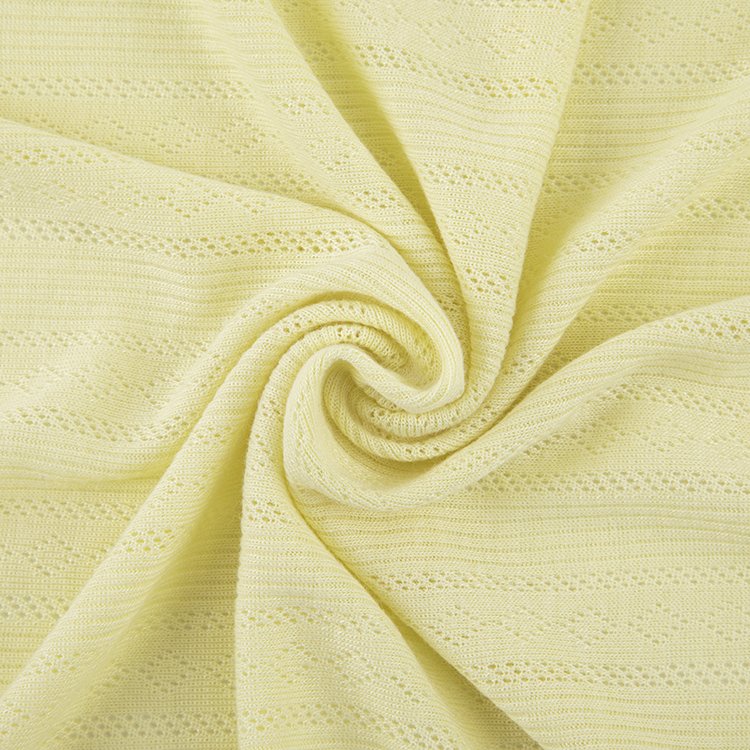Breathable Soft Irregular Jacquard Ribbed Knit Fabric Eco-friendly Mesh Loungewear 15% Viscose 85% Polyester for Womens Clothing