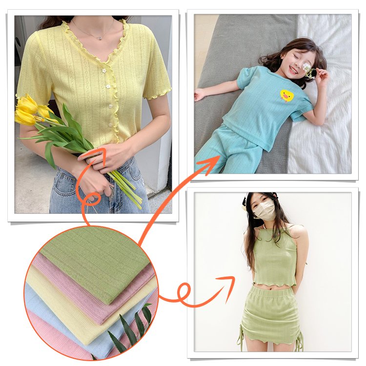 Breathable Soft Irregular Jacquard Ribbed Knit Fabric Eco-friendly Mesh Loungewear 15% Viscose 85% Polyester for Womens Clothing