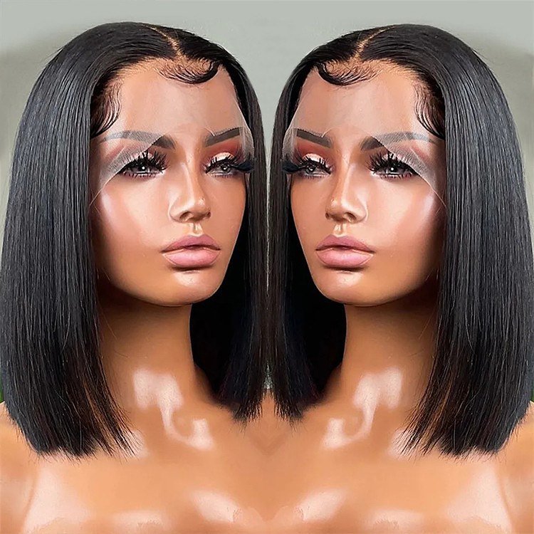 13x4 Short Double Drawn Vietnamese Raw Hair Lace Front Wigs Vietnam Hair Bone Straight Bob Wigs for Black Women