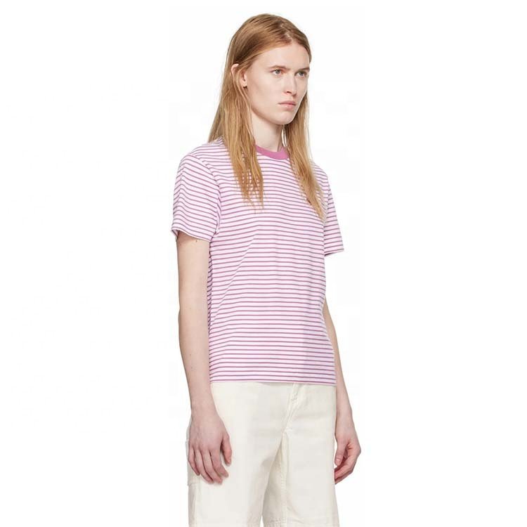 High quality custom 100% cotton purple fashion design t shirt for women