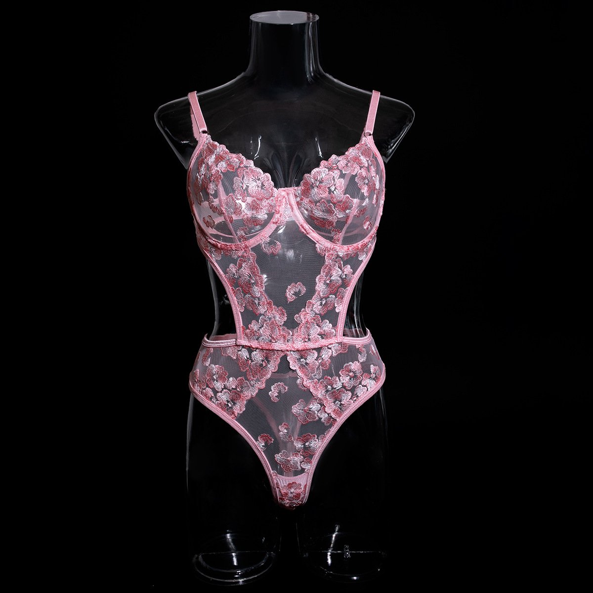 New Women Floral Lace Push Up Bra Sexy Bodysuit Deep V Teddy One Piece Exotic Embroidery Babydoll Women Sensual Lingerie Set