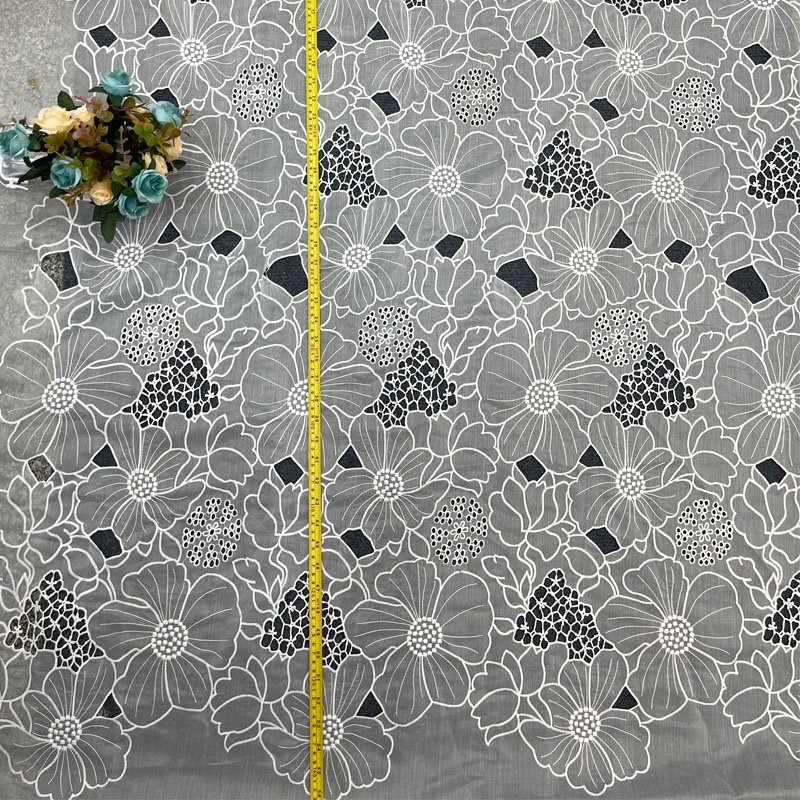 March Festival Polyester Organza Fabric Water soluble Florals Voile Eyelet Design Lace Cutting for shorts