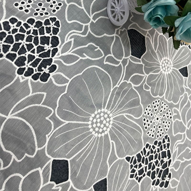 March Festival Polyester Organza Fabric Water soluble Florals Voile Eyelet Design Lace Cutting for shorts