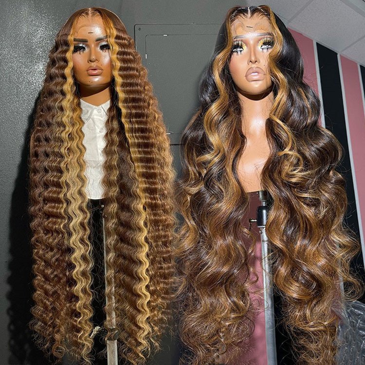 Highlight Pre Plucked Glueless Hd Full Frontal Raw Virgin Hair Wig Body Wave Water Curly Lace Front 100Natural Human Hair Wigs