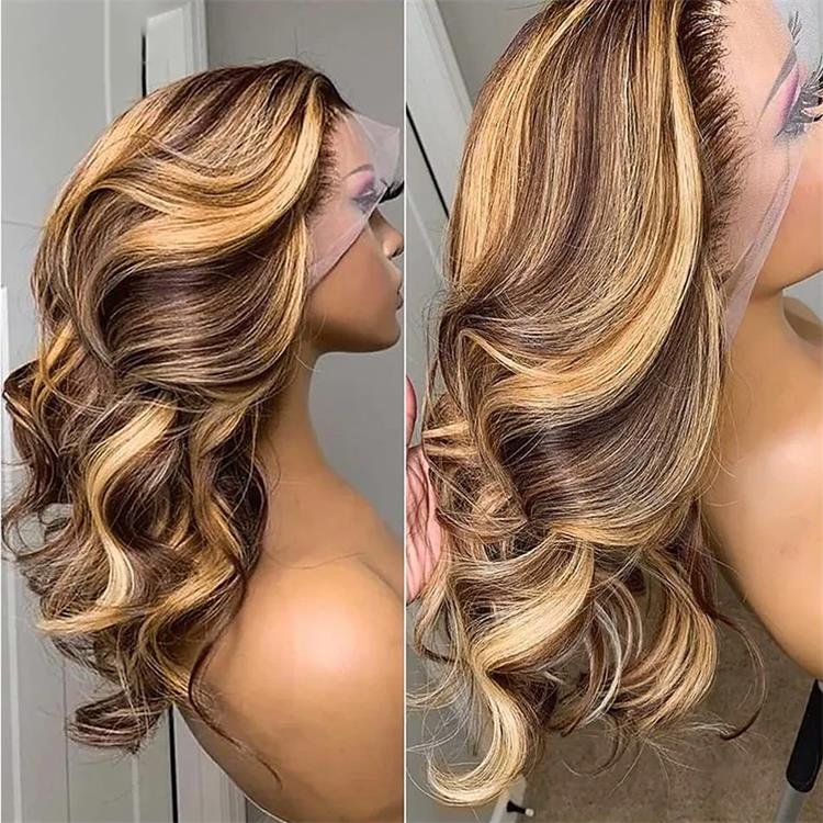 Highlight Pre Plucked Glueless Hd Full Frontal Raw Virgin Hair Wig Body Wave Water Curly Lace Front 100Natural Human Hair Wigs