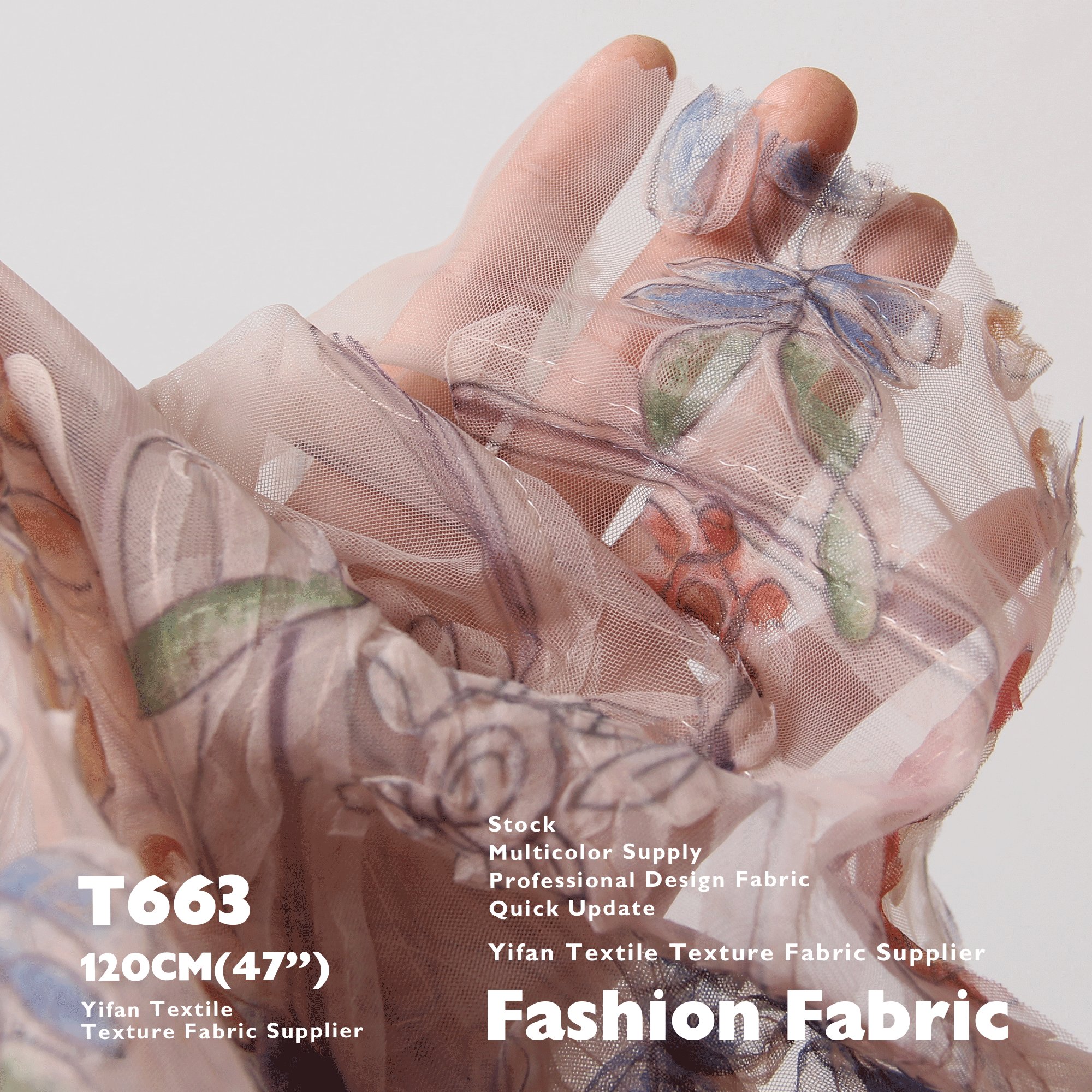 Design Hand-Painted Watercolor Creative Patch Embroidery Fabric For Clothing Tutu Skirt