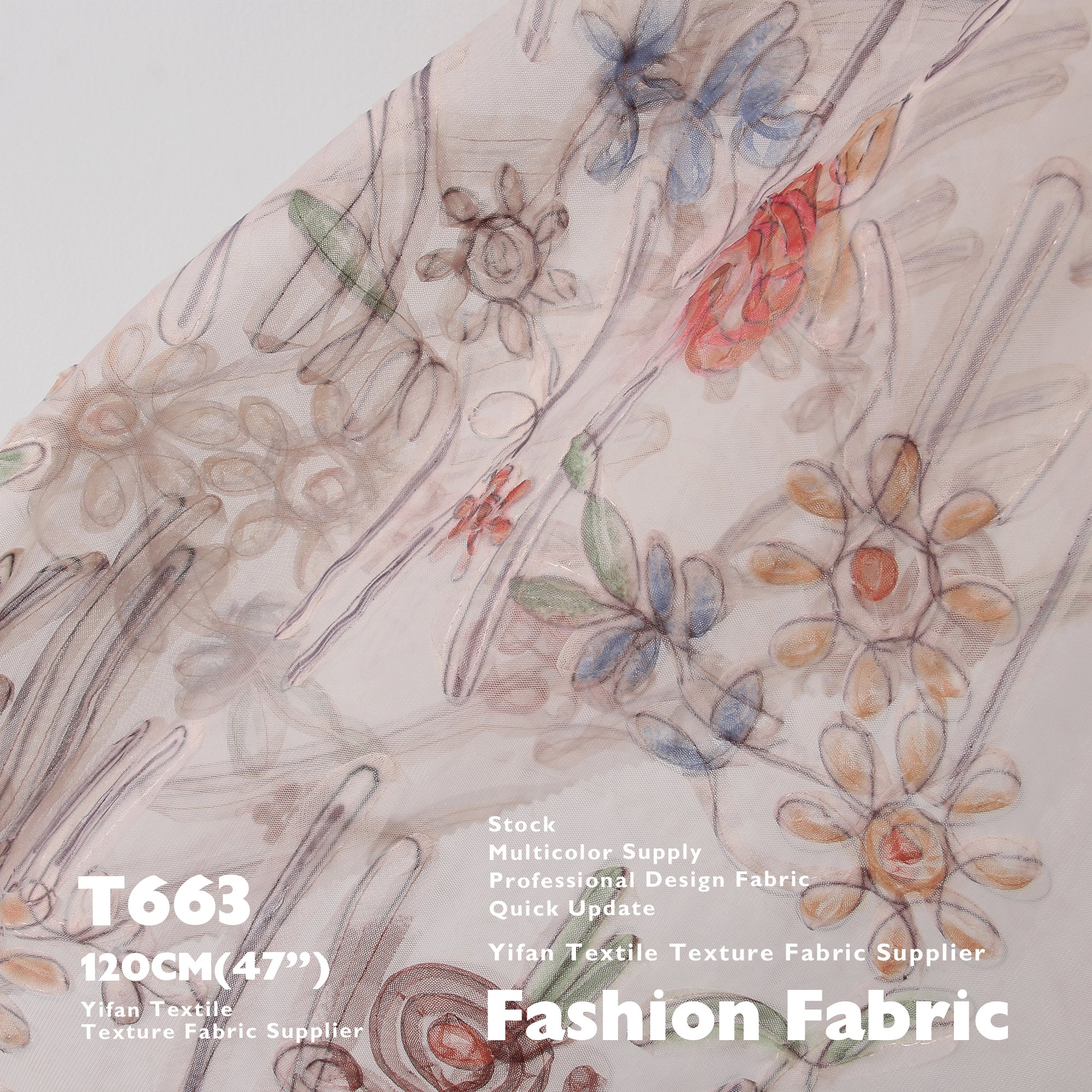 Design Hand-Painted Watercolor Creative Patch Embroidery Fabric For Clothing Tutu Skirt