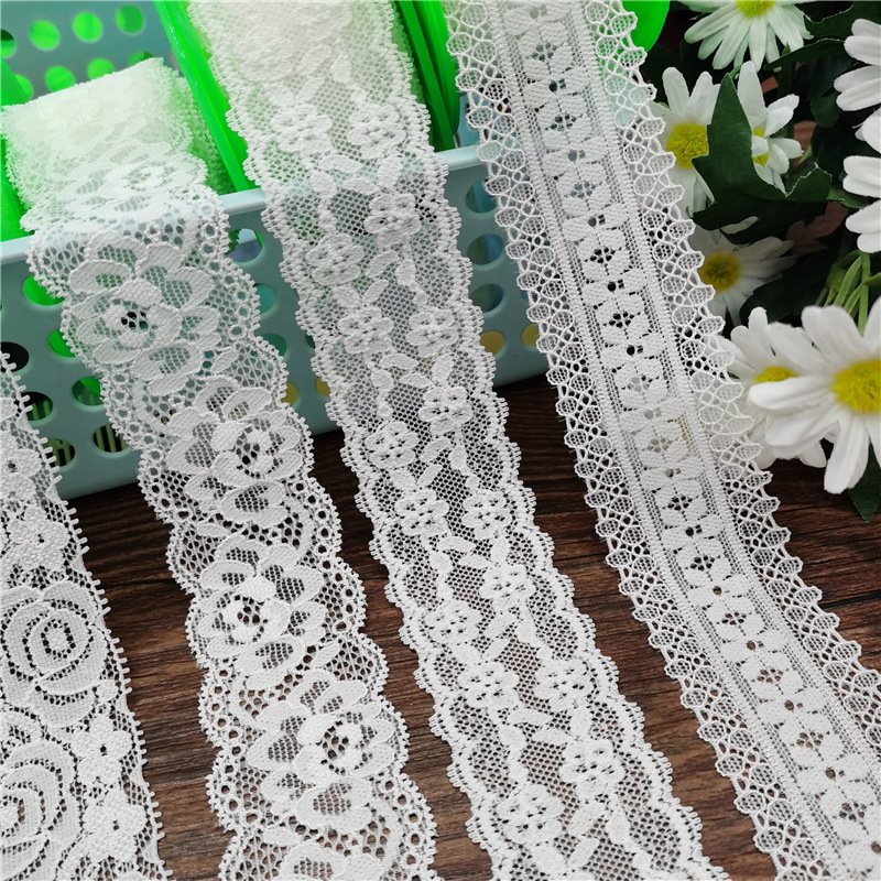 Factory stock white black 3 cm 4 cm elastic lace ribbon eyelash lace trim materials For Hair Accessories
