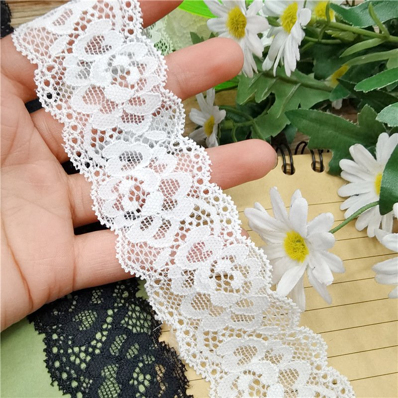 Factory stock white black 3 cm 4 cm elastic lace ribbon eyelash lace trim materials For Hair Accessories