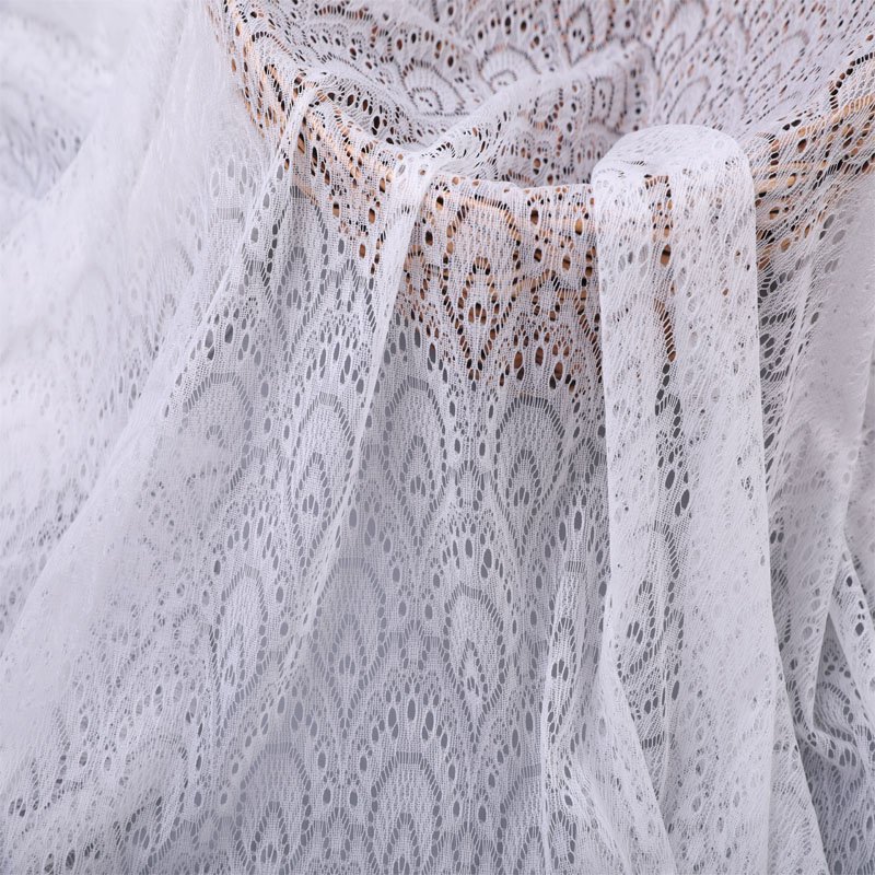 Light weight 100% nylon fan-shaped design tulle lace fabric