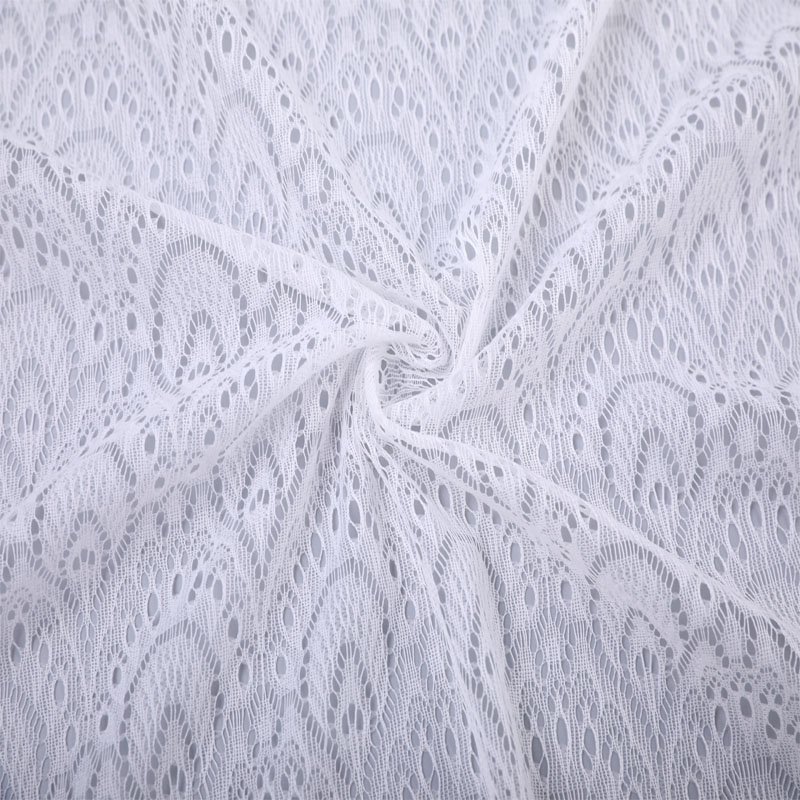 Light weight 100% nylon fan-shaped design tulle lace fabric