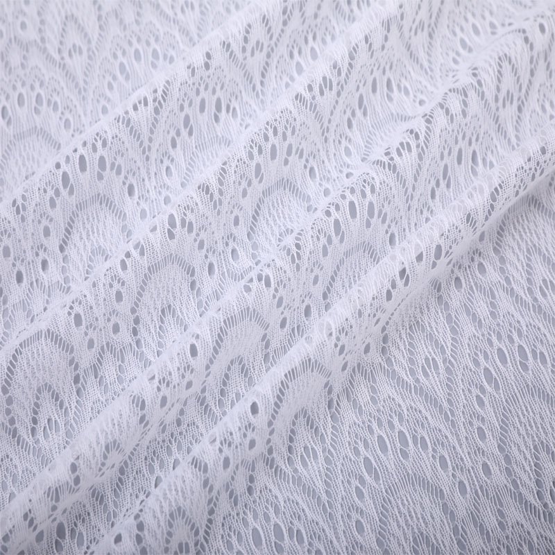 Light weight 100% nylon fan-shaped design tulle lace fabric