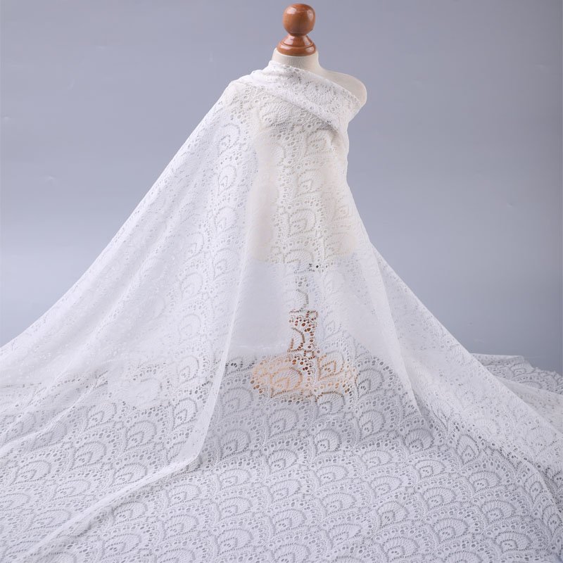 Light weight 100% nylon fan-shaped design tulle lace fabric