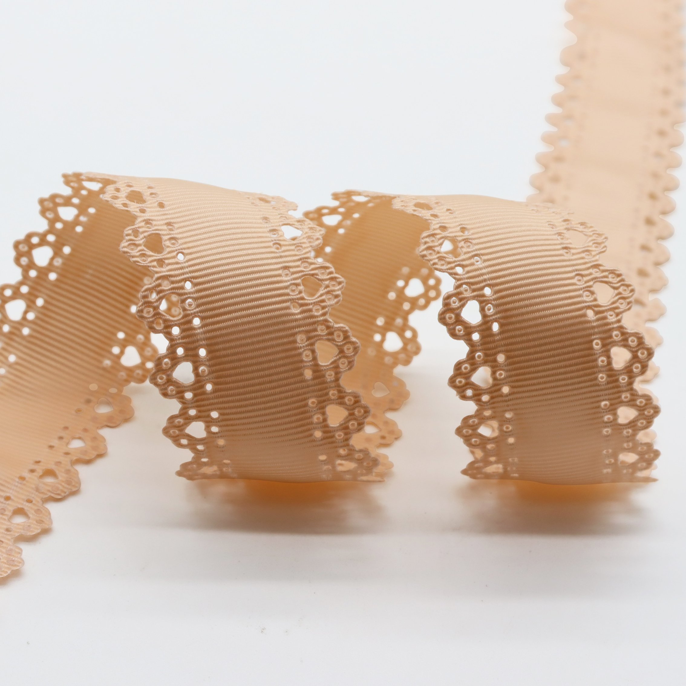 30MM Hollow Lace Peach Heart Jacquard Web Grosgrain Ribbon For Hair Bows DIY Crafts Handmade Accessories
