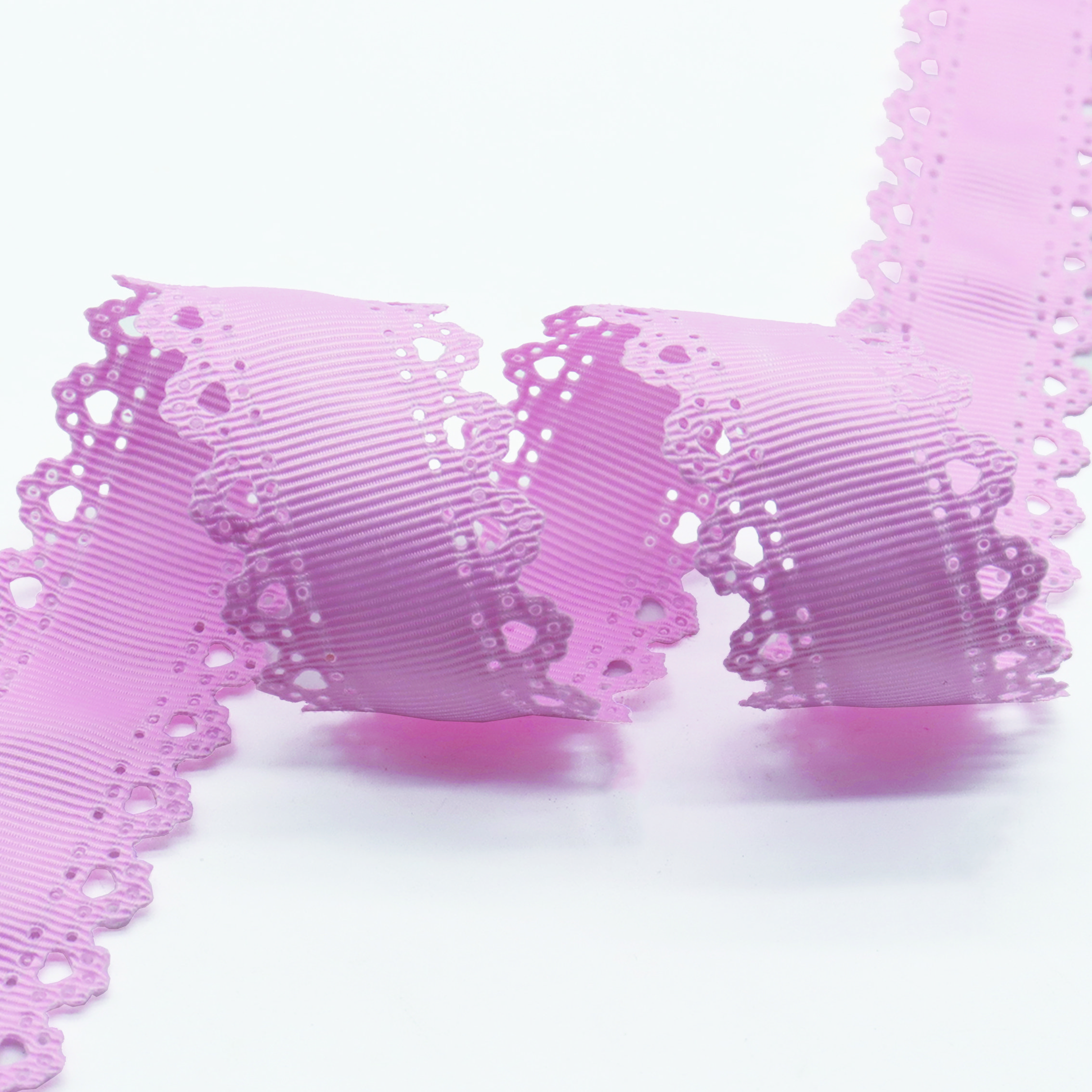 30MM Hollow Lace Peach Heart Jacquard Web Grosgrain Ribbon For Hair Bows DIY Crafts Handmade Accessories