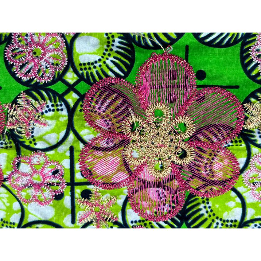 2024 new designs Ankara Fabric Dresses jacquard perforated wax cloth with embroidery lace fabric