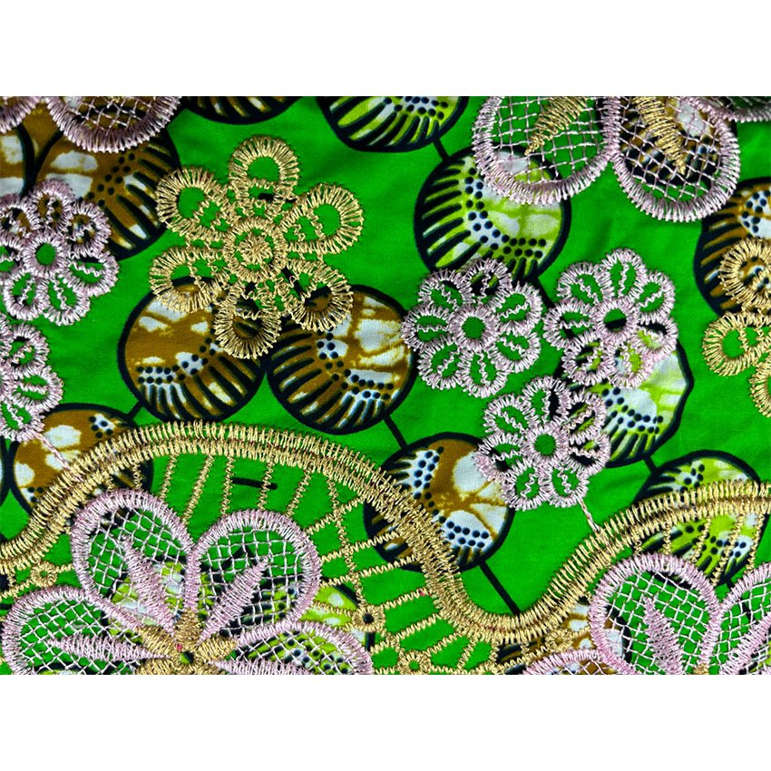 2024 new designs Ankara Fabric Dresses jacquard perforated wax cloth with embroidery lace fabric