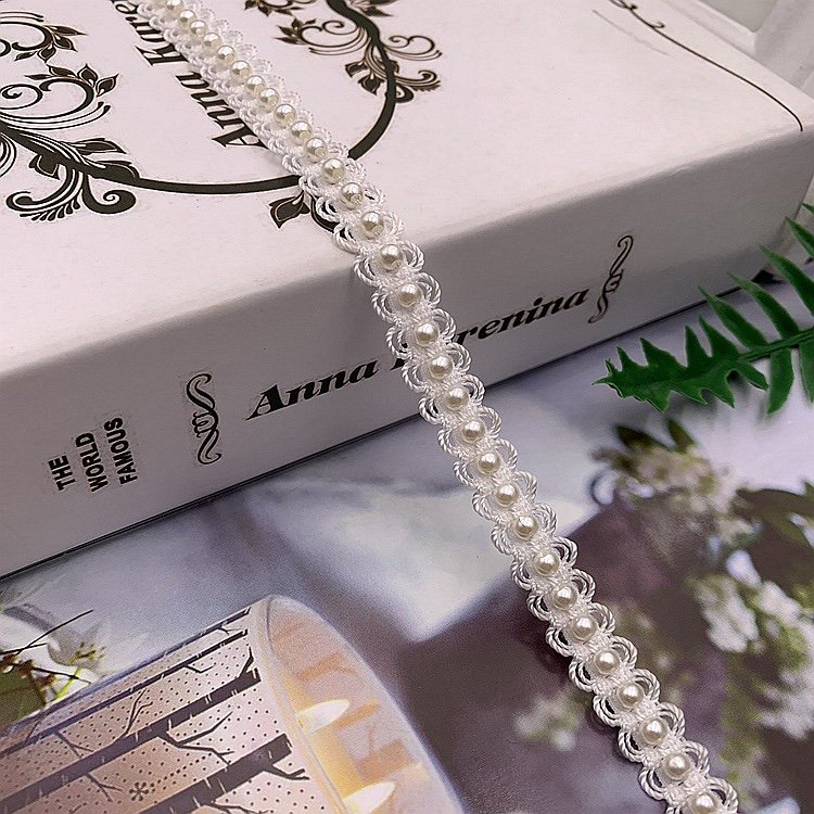 Quality Handmade beaded trims multi colorful decorative lace accessories pearl embroidery lace trim