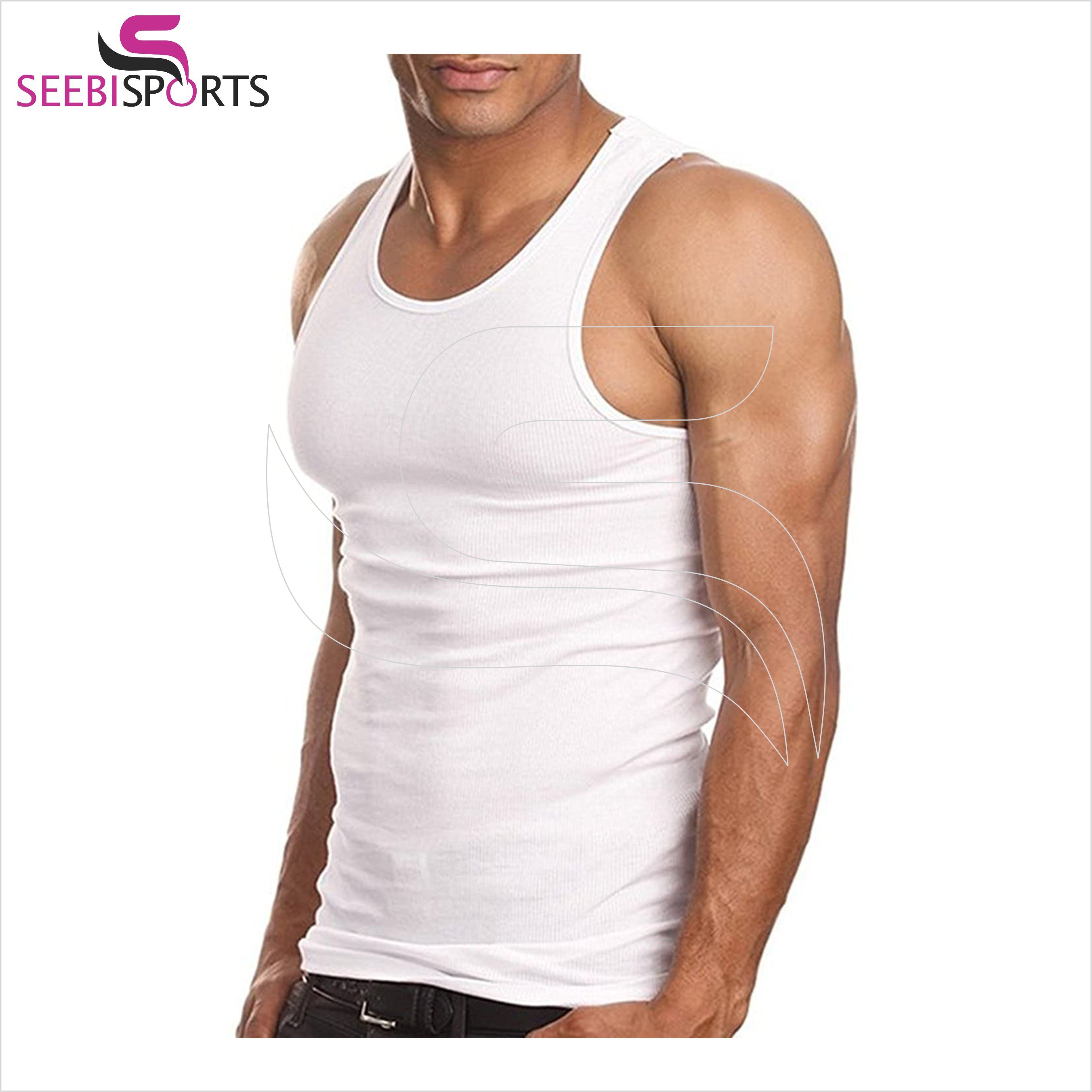 High Quality cotton mix wholesale custom men's vests rib tank tops men singlet soft knit rib white 3 pieces packed a-shirt