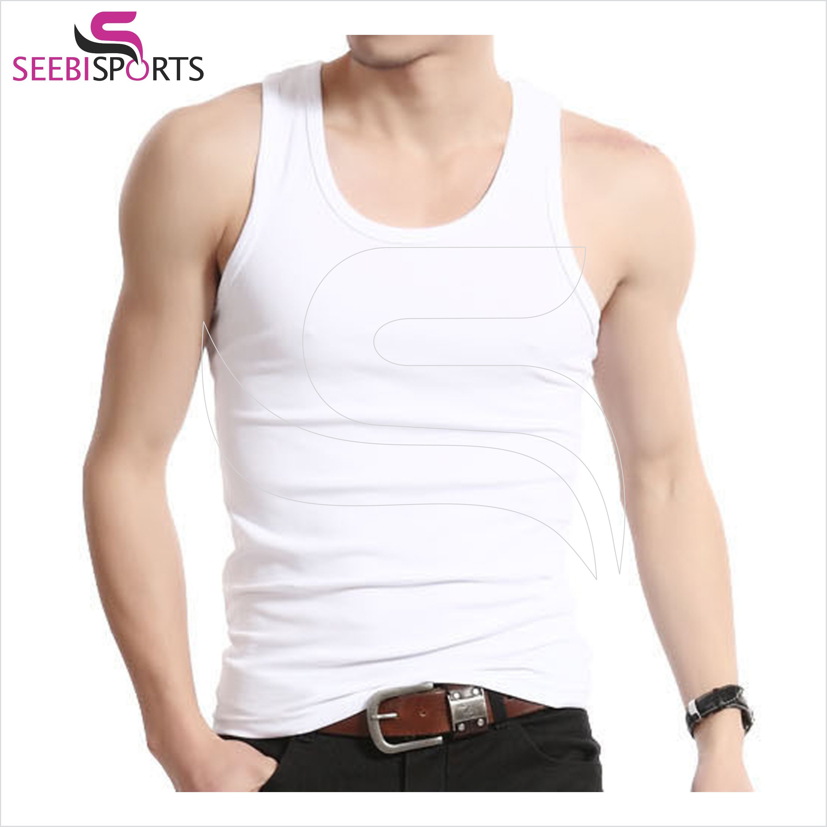 High Quality cotton mix wholesale custom men's vests rib tank tops men singlet soft knit rib white 3 pieces packed a-shirt