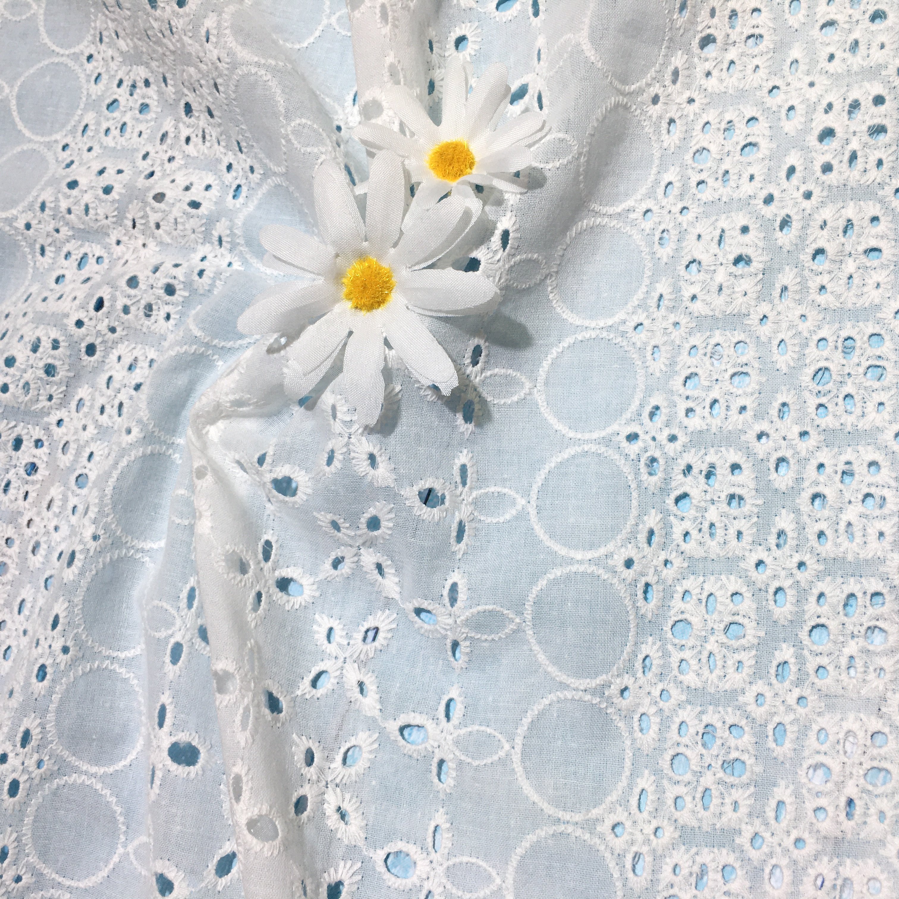 RXF2190 Cotton silk embroidery lace border Fabric For Mask Decoration