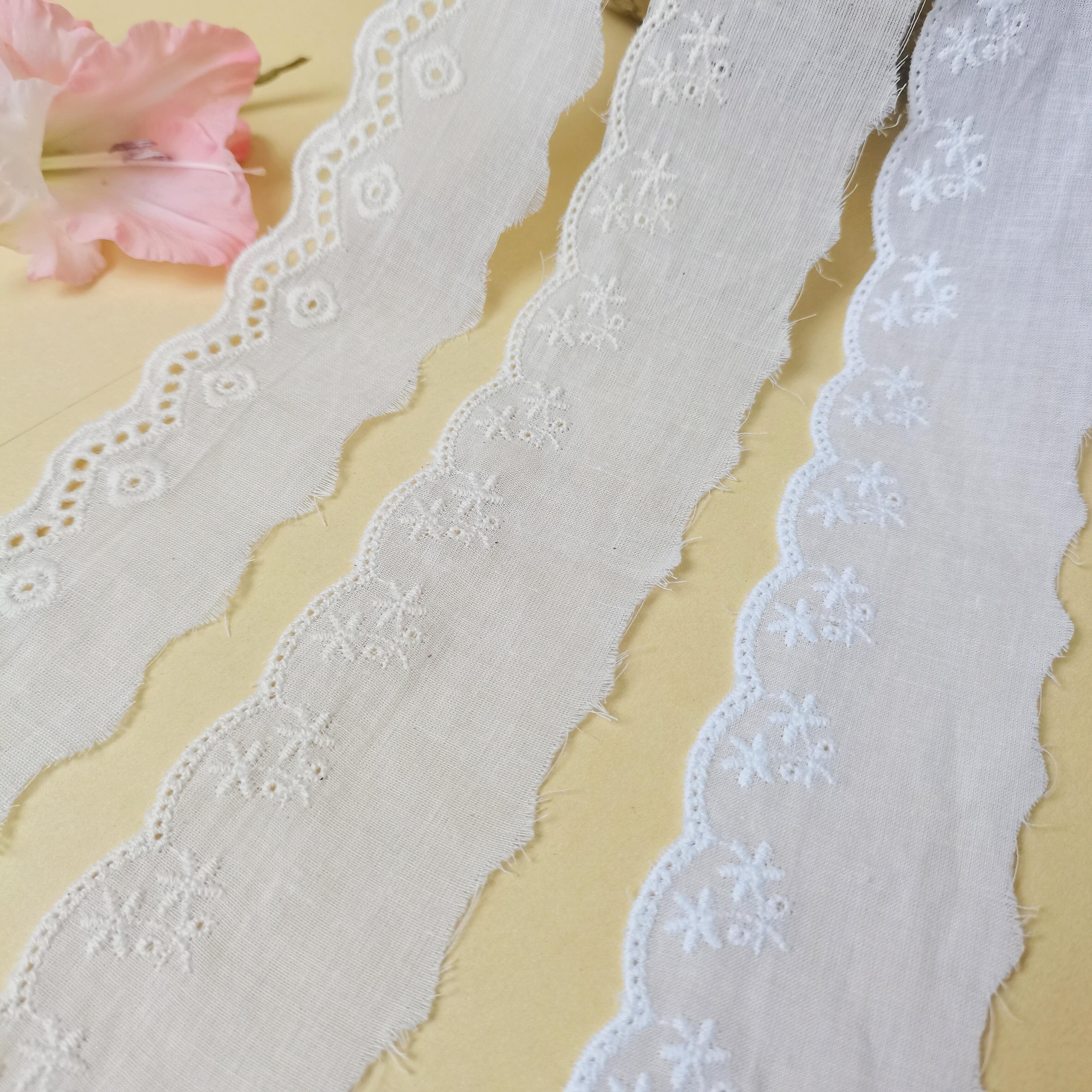 Premium 100% Cotton Trim for Women's Dresses High Quality Embroidery Fabric Guipure Flower Decoration Mesh Crochet Lace Trim
