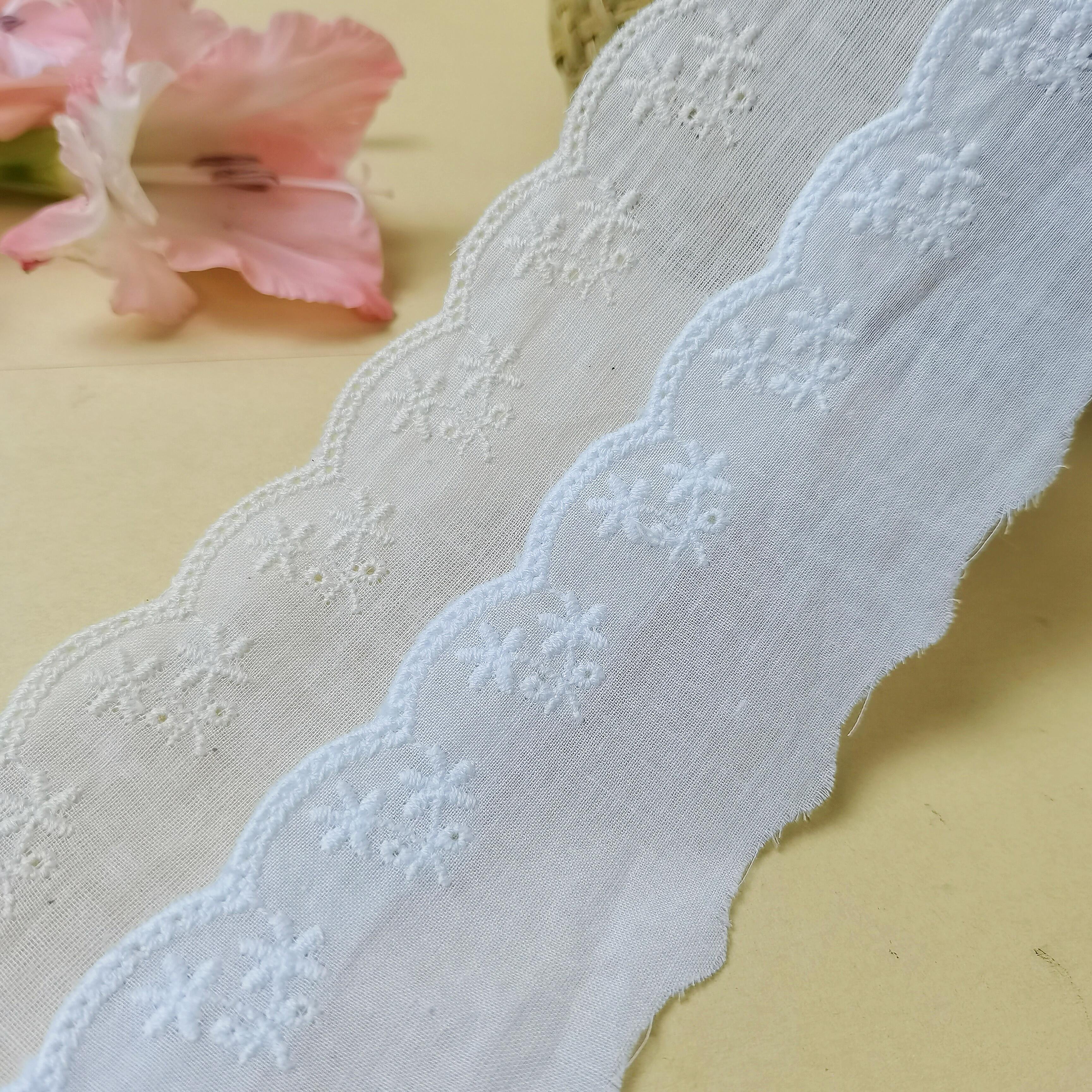 Premium 100% Cotton Trim for Women's Dresses High Quality Embroidery Fabric Guipure Flower Decoration Mesh Crochet Lace Trim