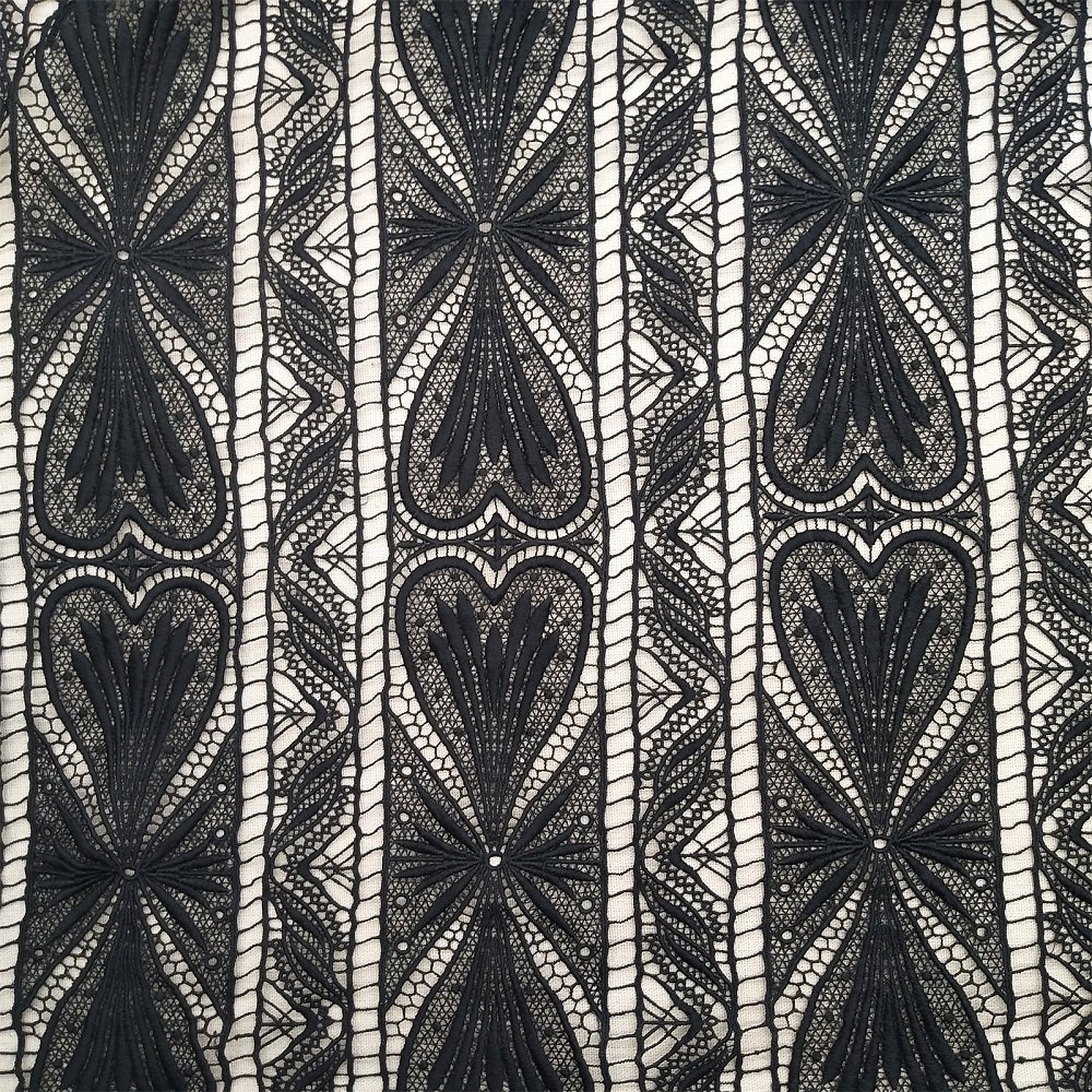 Black Milk Silk Regular Embroidery Water Soluble Lace Fabric