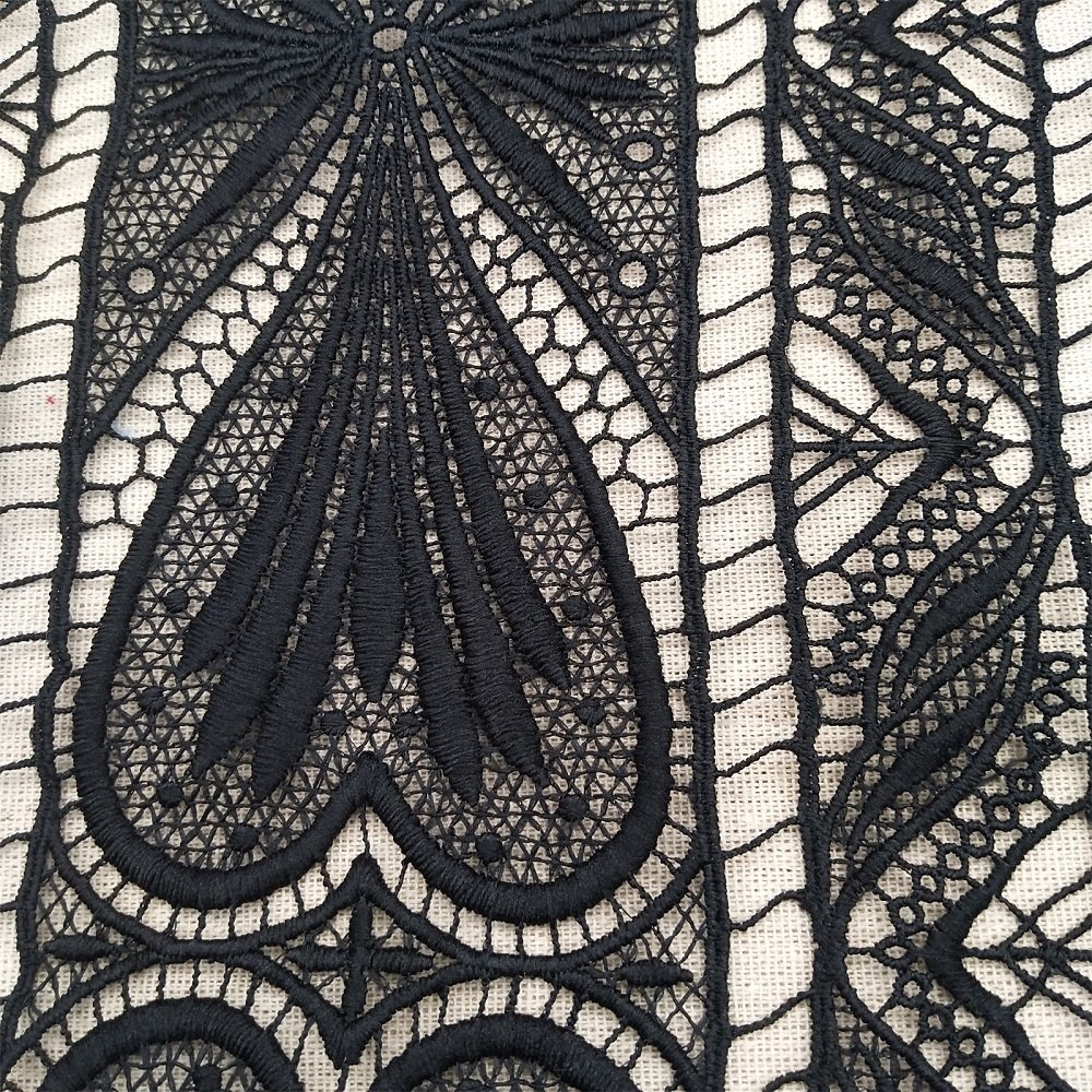 Black Milk Silk Regular Embroidery Water Soluble Lace Fabric