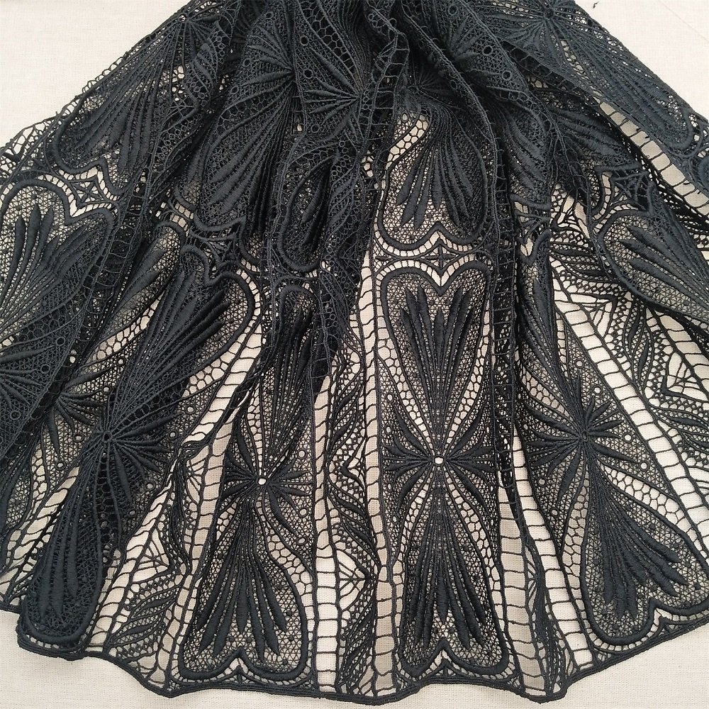 Black Milk Silk Regular Embroidery Water Soluble Lace Fabric