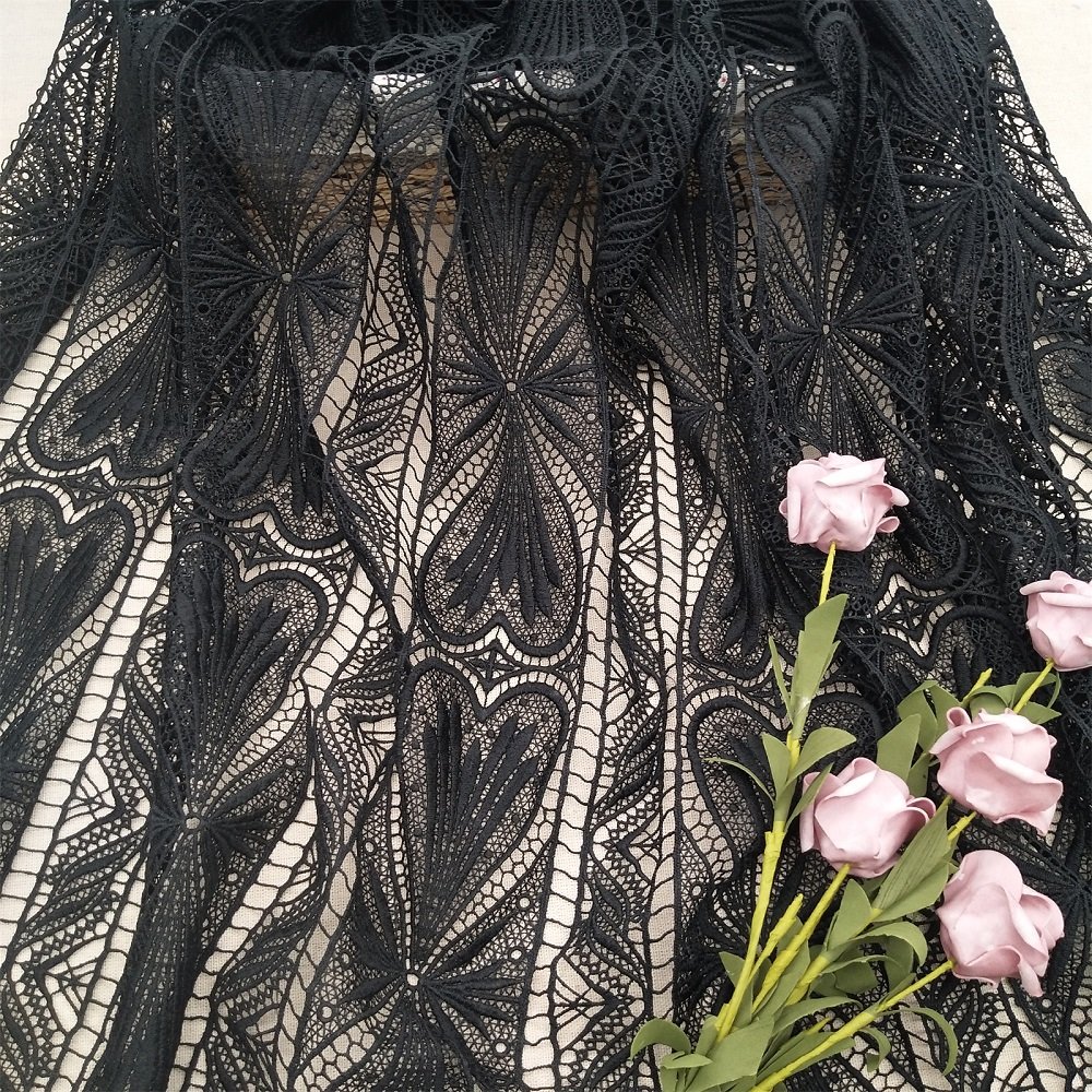 Black Milk Silk Regular Embroidery Water Soluble Lace Fabric