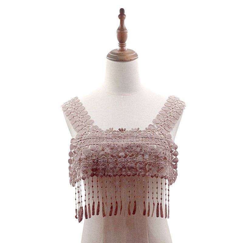 Polyester Hollow out Embroidery corsage tassel fake Collar water soluble fringe Collar Neck lace For dress accessories