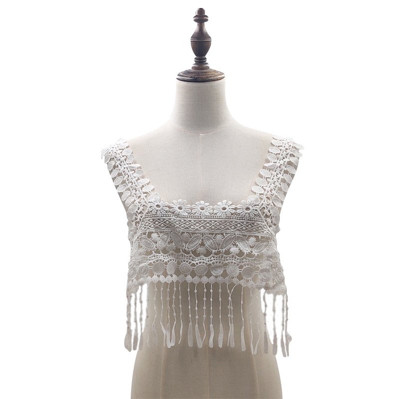 Polyester Hollow out Embroidery corsage tassel fake Collar water soluble fringe Collar Neck lace For dress accessories